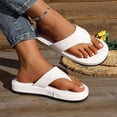 thumbnail image 4 of Rokment Platform Flip Flops Dress Sandals for Women 2026 Fashion Casual Leather Thick Sole Cushioned Slip on Thongs Beach Summer Comfort Walking Flat Slippers White Size 7, 4 of 9