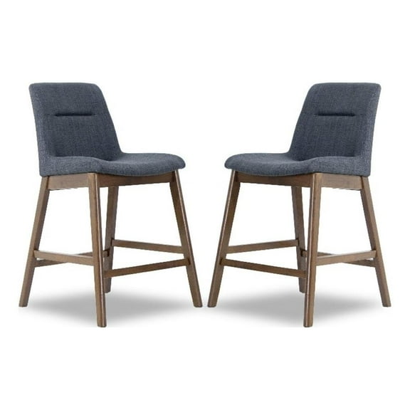 Ashcroft Helena Square Fabric Upholstered Counter Stool in Dark Gray (Set of 2)