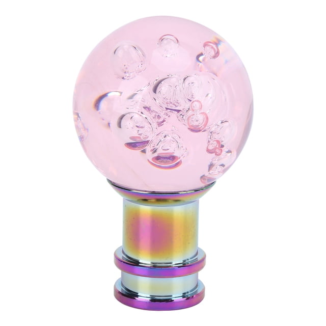 Pomo de cambio manual Palanca de cambios Palanca de cambios Burbuja de cristal rosa con 3 adaptadores roscados Universal