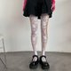 thumbnail image 5 of Pantimedias de rejilla góticas de Lolita para mujer, medias de malla con agujeros cruzados, lado Harajuku, con estampado Floral rosa, 5 of 5