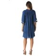 thumbnail image 3 of Riviera Sun Embroidered Casual Dress with Smocking Top (Dark Denim / White, Small), 3 of 4