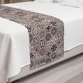 thumbnail image 2 of Antique Oriental Bed Runner, Flowers in Honeycomb Look Frames Rhythmic Pattern, Decorative Accent Bedding Scarf for Hotels Homes and Guestrooms, King, Pale Tan Dark Taupe Grey, by Ambesonne, 2 of 2
