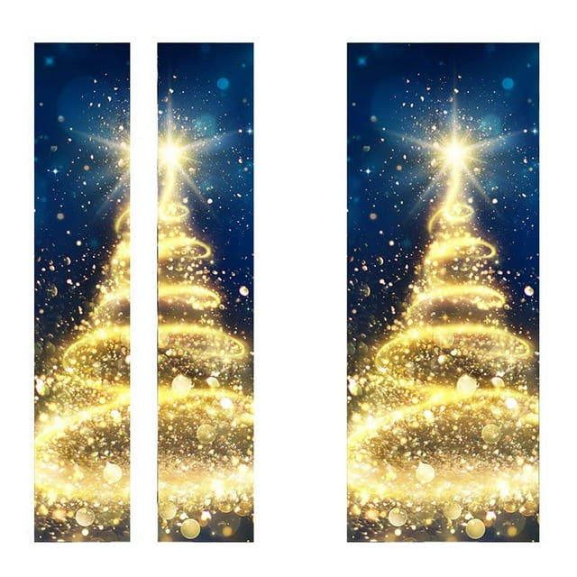 Calcomanía para puerta de Navidad, árbol de Navidad dorado impermeable, pegatina de pared para árbol de Navidad, calcomanía para árbol de Navidad, artesanía Superior Jadeshay A