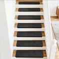 thumbnail image 6 of Pure Era Bullnose Carpet Stair Treads Cover 9" x 30" Plaid Pattern Rug Indoor Non Slip Self Adhensive (Set of 12,Black Mini Diamond Trellis), 6 of 10