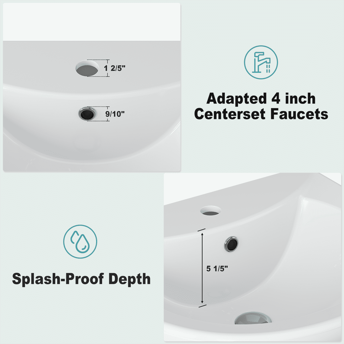 Faitaliicy 20" X 17" Pedestal Bathroom Sink Modern U-Shape Ceramic Pedestal Sink Compact White Pedestal Sink With Overflow And Single Faucet Hole