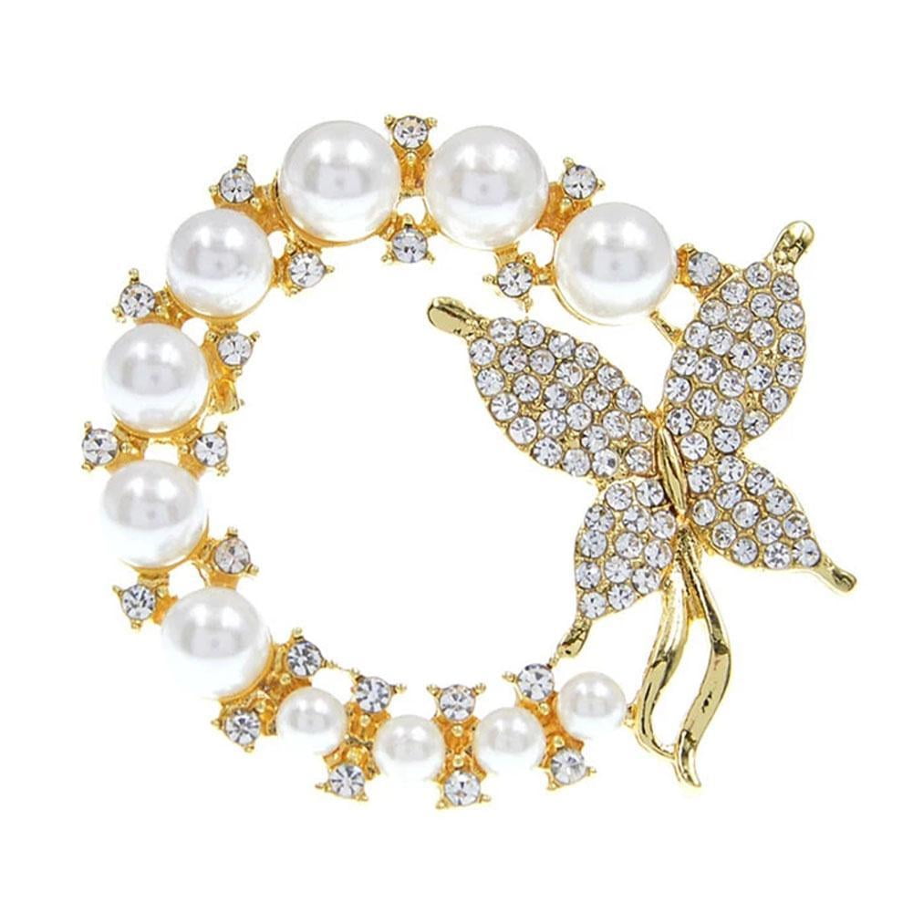 18K Gold Plated Zircon Butterfly Brooch Crystal Pin Women Party Jewelry Gifts 
