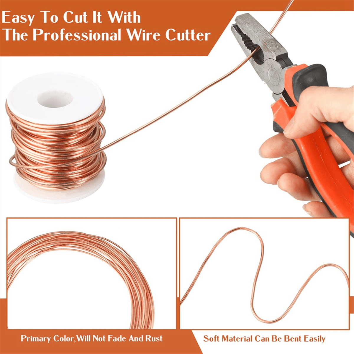 Soft Copper Wire for Electroculture Plants Bare Pure Copper Wire,1 Pound Spool,24 Gauge mj1089