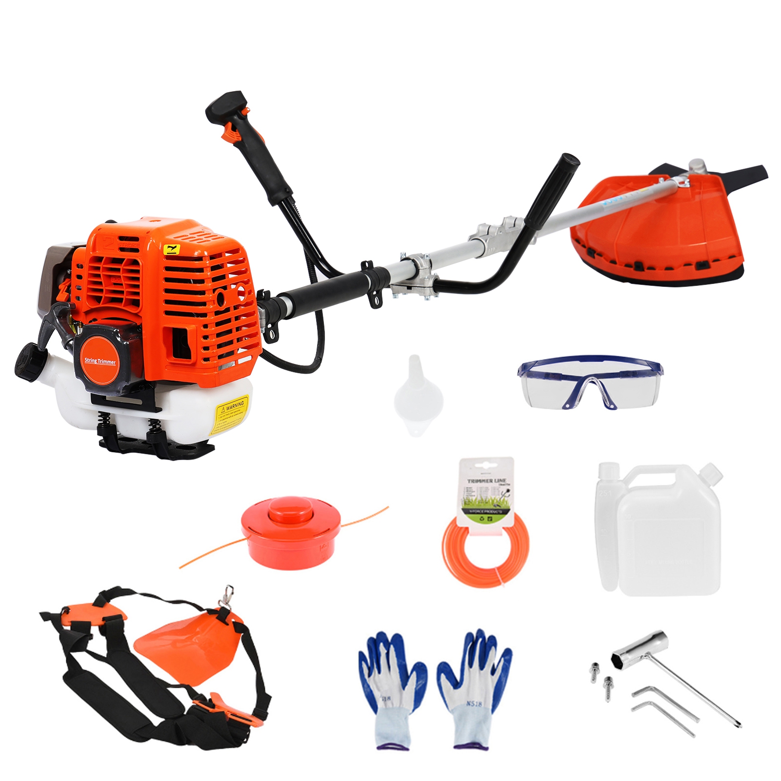WETS  52cc 2-Stroke Gas Weed Eater, 2-in-1 Air-Cooled Gas Weed Wacker, 8500RPM Multifunctional String Trimmer/Brush Cutter for Gardening