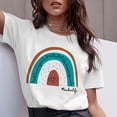 thumbnail image 4 of Camiseta de profesora de arcoíris, moda de verano, Harajuku, viento, letras de arcoíris, camiseta de manga corta de talla grande, Tops de tendencia para mujer, 4 of 5