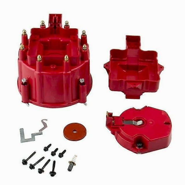 Red Male HEI Distributor Cap Coil and Rotor Kit Replacement for BBC 305 350 454
