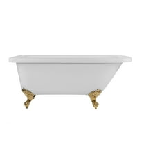 Savanna 60 Inch Acrylic Classic Clawfoot Tub - Wall Faucet Drillings