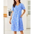 thumbnail image 3 of Ekouaer Nightgowns for Women Cotton House Dress with Pockets Short Sleeve Mumu Dress Embroidered Lounge Dress, 3 of 6