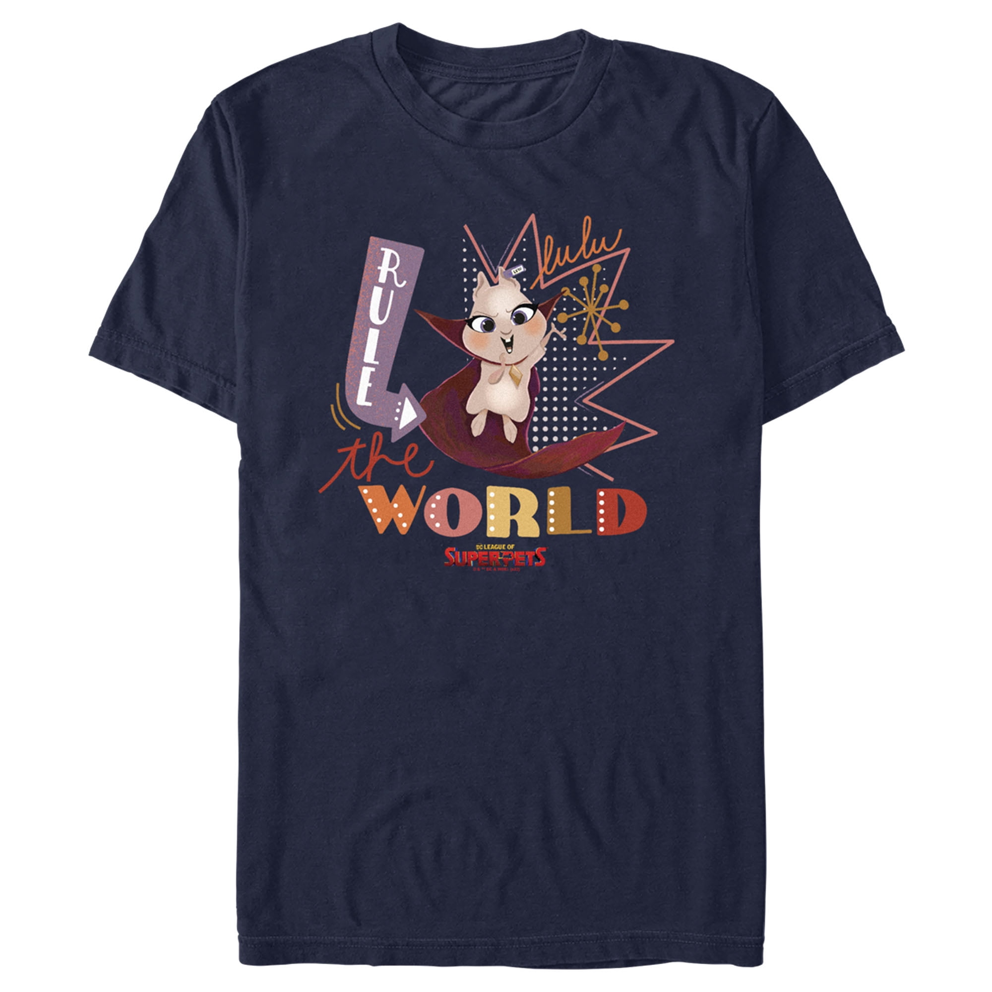 Men's DC League of Super-Pets Lulu Rule The World Graphic Tee Navy Blue Small