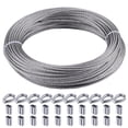 thumbnail image 1 of Rectoo 1/8" wire cable, 100ft Wire Rope Metal Cable With Loop Sleeve And Steel Thimble, 7x7 marine stainless steel Strand Core Perfect For Deck Railing System, Outdoor hanging kit, garden fence (SR03), 1 of 5