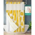 thumbnail image 2 of No Hook Shower Curtains with Snap in Liner, Geometric Yellow Waterproof Fabric Shower Curtain, Stripes Modern Abstract Vintage Double Layers & See-Through Top Window Bathroom Curtains 54''x78'', 2 of 6