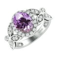 thumbnail image 2 of Sterling Silver with Natural Amethyst and White Topaz Halo Ring, 2 of 3