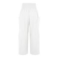 thumbnail image 3 of Yubnlvae 2025 Women's High Waist Linen Beach Pants Wide Leg Harem Trousers with Pockets | Folk Style Casual & Vacation Style, White, Xl, 3 of 9