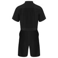 thumbnail image 4 of vastwit Mens Rompers Loose Fit Overalls Solid Color Shorts Jumpsuit Front Zip Uniforms Bodysuit Black M, 4 of 6