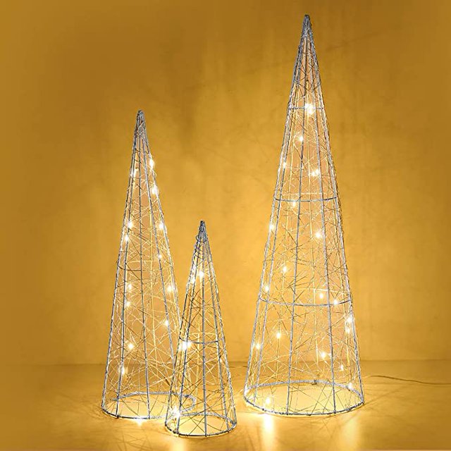 Christmas Tree, Woven Metal Wire Christmas Tree with Lights, Artificial Christmas Tree with LED