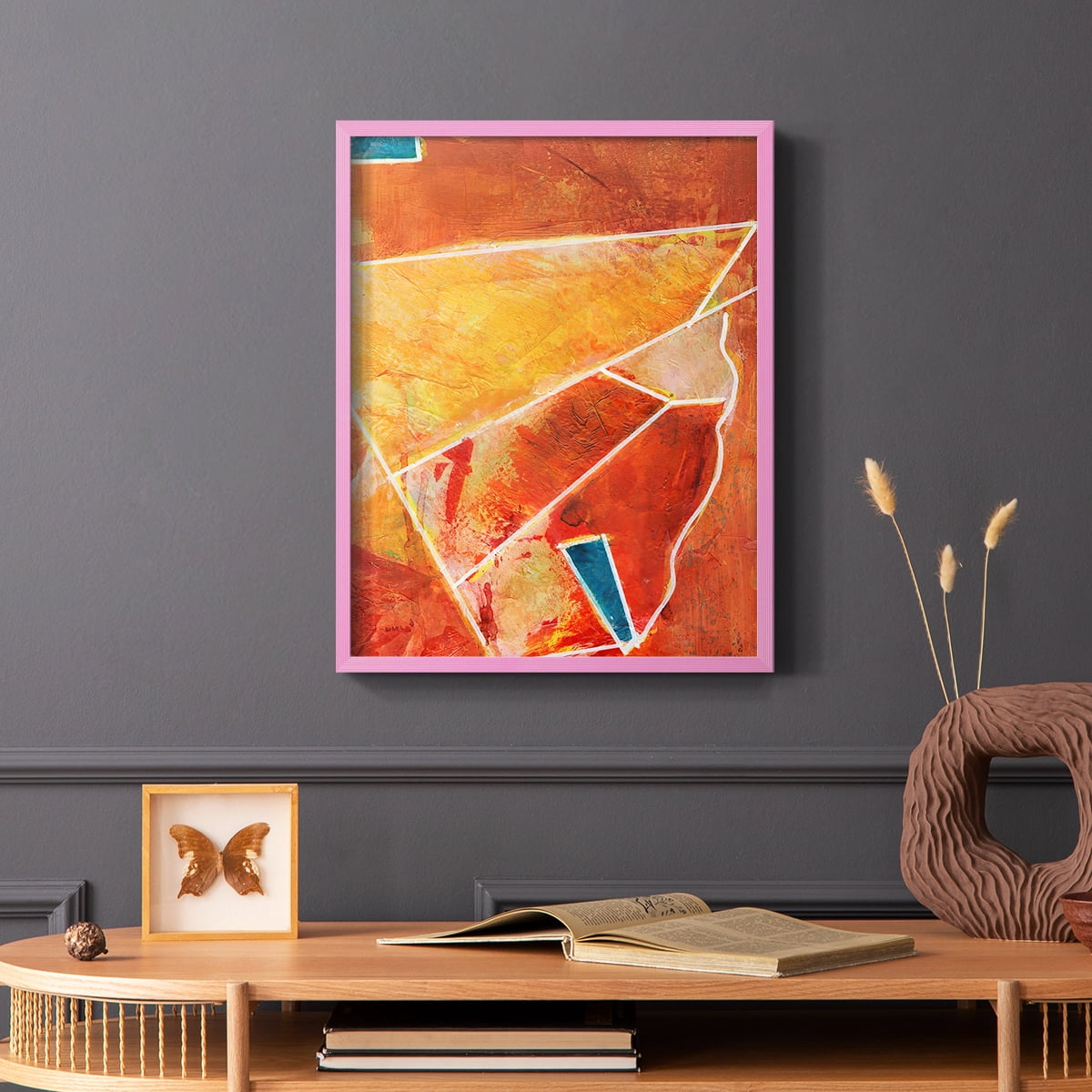 Primary Connection III Framed Print in Pink Solid Wood Framed Print No Nail Hanging