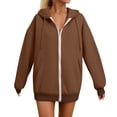 thumbnail image 5 of Akiihool Lightweight Zip Up Women Womens Zip Up Hoodies Fleece Jackets Oversized Sweatshirts Fall Fashion Outfits 2026 Sweaters Winter Clothes Khaki,L, 5 of 8