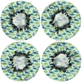 thumbnail image 2 of Shower Caps,Colorful Dinosaurs Leaves Pattern Waterproof Shower Cap for Women 4 Pieces,Double Reusable Hair Cover for Shower PEVA Elastic Stretch Hem, 2 of 7