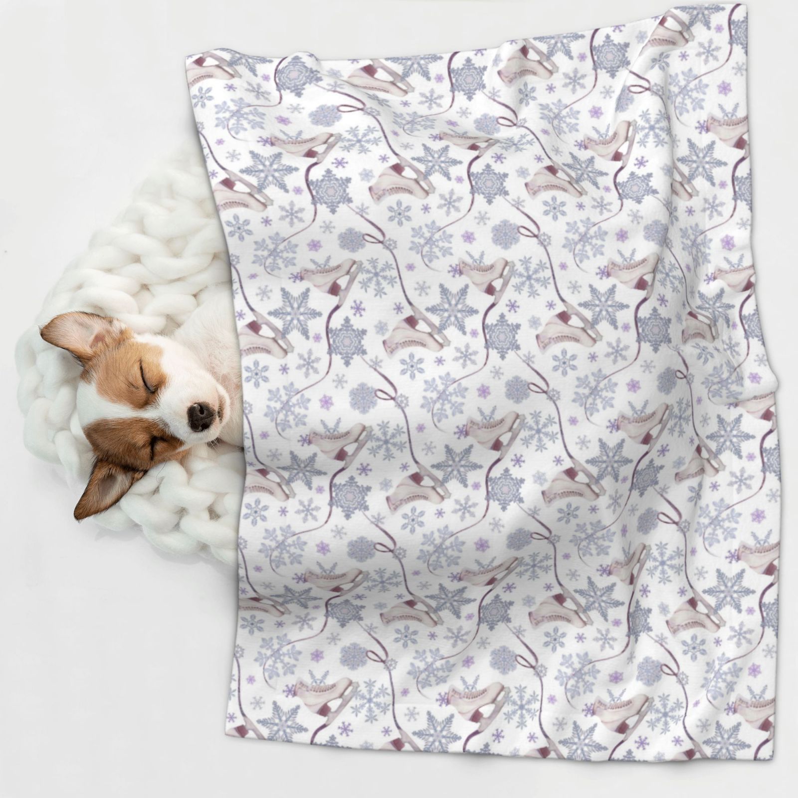 Naloa Elegant ice skates snowflakes Dog Blanket, 3 Sizes Cat Blanket for Indoor Cats Large Medium Small Dog Gifts-Small