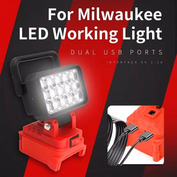 Led Light Fit Milwaukee Battery M18 Portable Spotlight Cordless Outdoor Work Fishing Handheld Emergency Tool Light No Batter