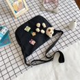 thumbnail image 4 of Canvas Bag Cute Cartoon Bear Doll Single Shoulder Ins Literary Schoolbag for Female Students Black, 4 of 5