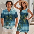 thumbnail image 2 of Jeiento Hawaiian Couple Matching Outfits Womens Summer Dresses Mens Button Down Short Sleeve Shirt Beach Coconut Tree Matching Tropical Outfits for Couples Pleated Tiered Tank Dress, 2 of 6