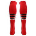 thumbnail image 2 of TCK Dugout Over-the-Knee Performance Socks - Scarlet/White/Black, Small, 2 of 2
