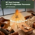 thumbnail image 5 of 24" Space Heater, 1500W Portable Electric Heater with Remote, Adjustable Thermostat to 99°F, 60° Oscillation, 3 Light Modes, 12H Timer, ECO Mode & Tip-Over Protection for Indoor Use, 5 of 9