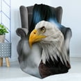 thumbnail image 4 of Eagle Soft Flannel Fleece Throw Blanket, Photo of the Head of Freedom in America with Blurred Background, Cozy Plush for Indoor and Outdoor Use, 70" x 90", Dark Brown Marigold Blue, by Ambesonne, 4 of 5