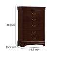 thumbnail image 5 of Ryla Tall Dresser Chest, 5 Drawers, Metal Handles, Cherry Brown Solid Wood, 5 of 5