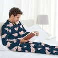 thumbnail image 6 of Naloa Pig 1 Men’s Pajamas Set - Long Sleeve Button Down Sleep Shirt and Pajama Bottoms Sleepwear Set-X-Large, 6 of 7