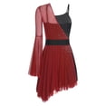 thumbnail image 4 of SiiRoh Figure Skating Dress for Women Color Block Asymmetrical Ballet Dress Lyrical Dancing Dresses Red M, 4 of 5