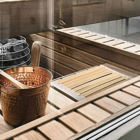 HAMPPLIES Bamboo Sauna Mat for Adults 1Pcs 12.2x9.1x1in