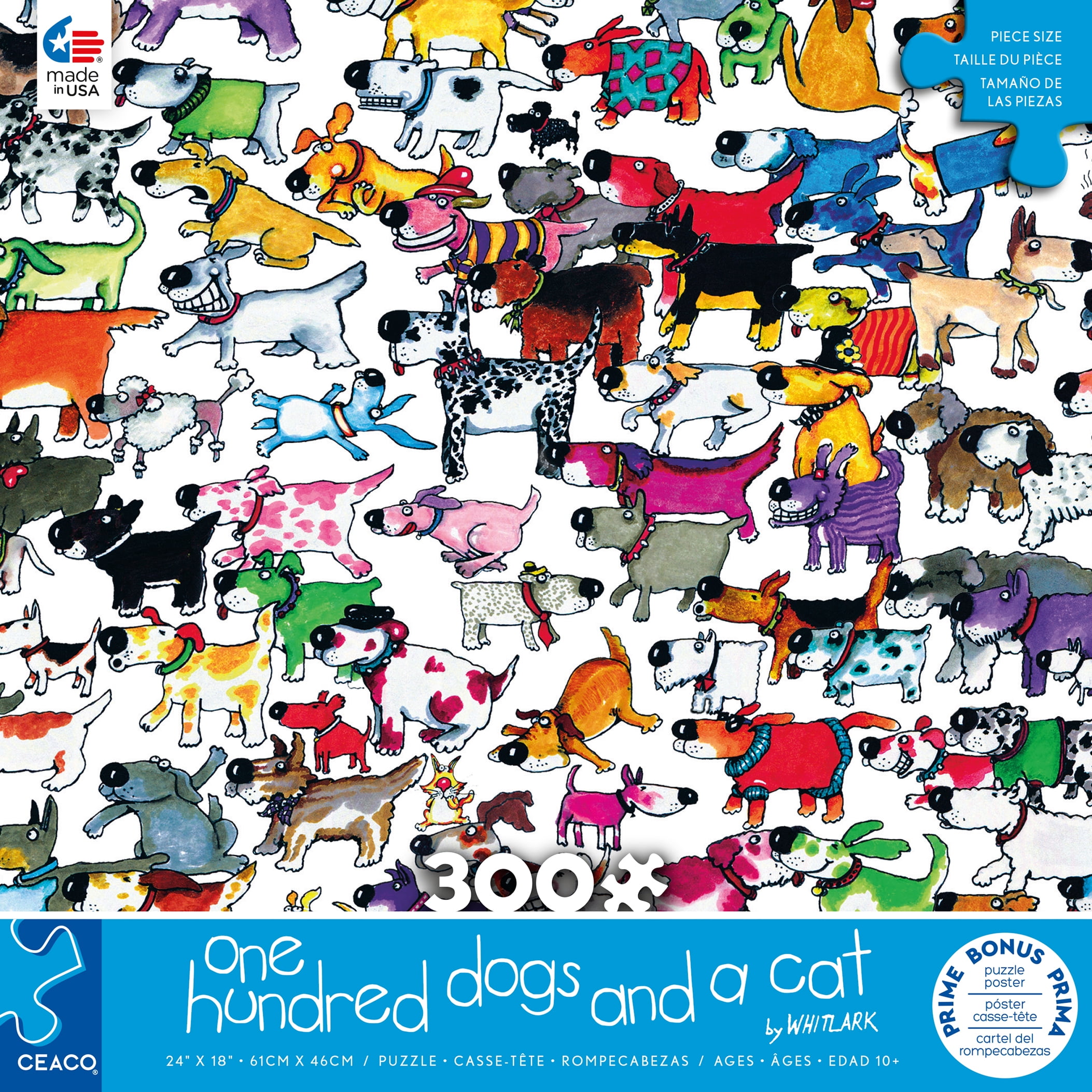 Ceaco - One Hundred And One - One Hundred Dogs And A Cat - 300 Piece Oversized Interlocking Jigsaw Puzzle