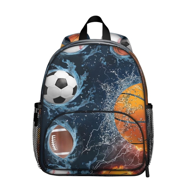 Students Sports Backpack - Baseball, Football, Basketball Print, Water-Resistant, Comfortable for Training and Competition