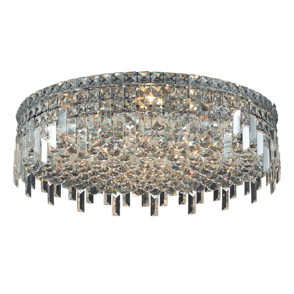 2031 Maxime Collection Flush Mount D24in H5.5in Lt:9 Chrome Finish (Royal Cut Crystals)