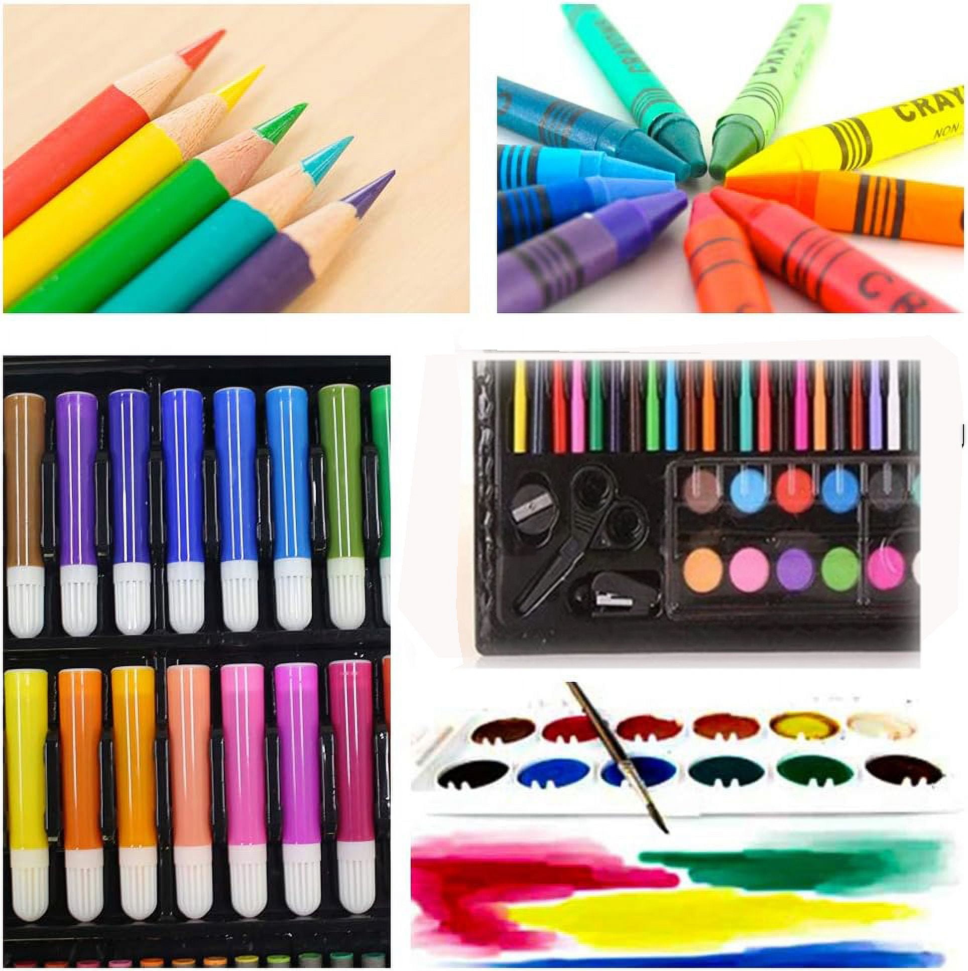 150 Pieces Kids Art Kit, Deluxe Artist Drawing & Painting Set, Art Supplies for Drawing,Portable Case with Oil Pastels, Crayons, Colored Pencils, Markers, Christmas New Year Gift for Kids ,Black