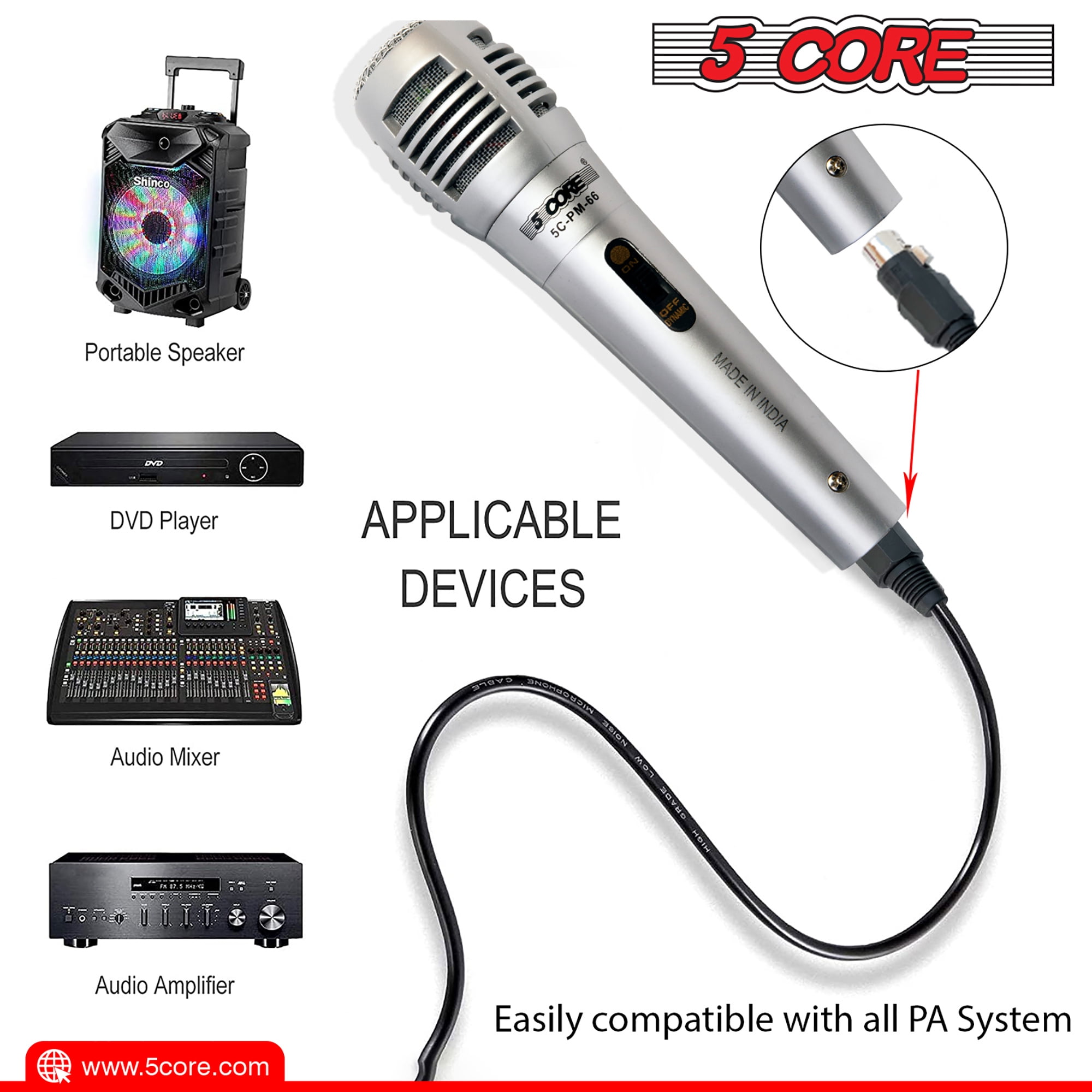 5 CORE Karaoke Microphone Dynamic Vocal Handheld Mic Pair 5 CORE Karaoke Microphone Dynamic Vocal Handheld Mic Pair