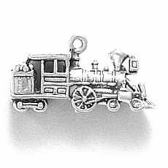 Sterling Silver 18" 1mm Box Chain 3D 4-2-4 Steam Engine Locomotive Tender Train Pendant Necklace
