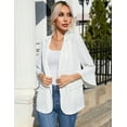 thumbnail image 3 of OYang Women's Loose Blazer Jackets , 3/4 Bell Sleeve Button Blazers with Pockets for Office Work Suit White S, 3 of 7