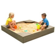 KidKraft Wooden Backyard Sandbox with Corner Seating and Mesh Cover