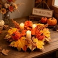 thumbnail image 4 of Halloween Fall Maple Leaves Door Wreath With Pumpkin Berries, Autumn Winter Front Door Garland, Holiday Decor for Christmas Thanksgiving, Home Porch Living Room Wall Ornament, F, 4 of 7