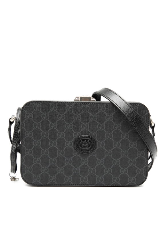 Pre-Owned Gucci GG Supreme Hard Trunk Crossbody Shoulder Bag/Camera Bag 724717 Black... (Good)