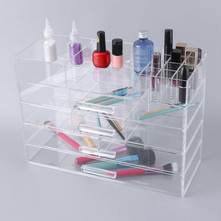 Makeup Organizer Acrylic Cosmetic Storage Drawers and Jewelry Display Box with 4 Drawers