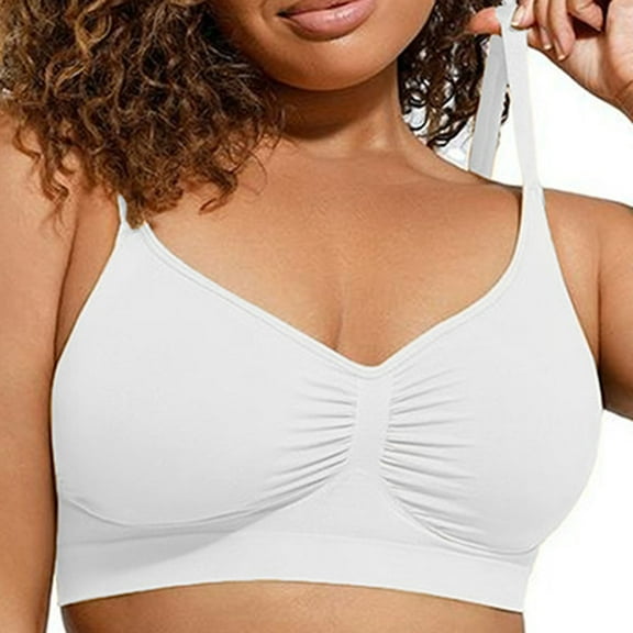 Jwputqe Sports Bras for Women,Sports Bra,Breathable,Quick Drying,Solid,Cotton,White,XL(US:10)