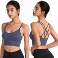 thumbnail image 2 of WTXUE Women Bras | Sports Womens Back Sport Bras Padded Strappy Cropped Bras for Yoga Workout Fitness Low Impact Bras | 1 Piece Blue 3XL, 2 of 5